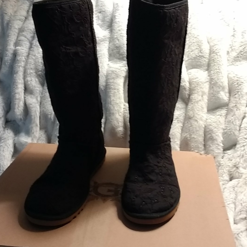 Ugg Classic Canvas Embroidered Black Boots